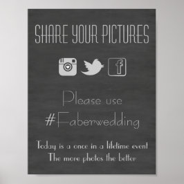 Póster Boda de medios sociales de Chalkboard Rótulo de et