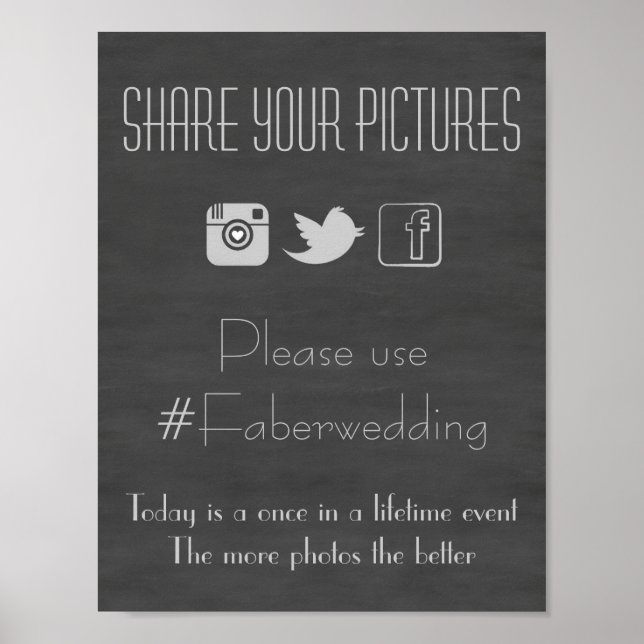 Póster Boda de medios sociales de Chalkboard Rótulo de et (Frente)
