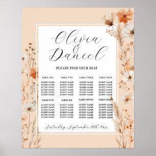 Póster Boda de mesa 8 Boho Florals Bohemian