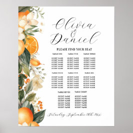 Póster Boda de mesa 8 Naranjas de cítricos florals