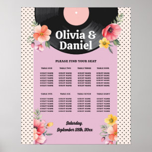 Póster Boda de mesa Asientos 8 Registros Florales de los
