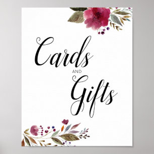 Póster Boda de mesa de tarjetas y regalos de flores de Bo
