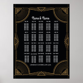 Póster Boda de mesa Gatsby Art Deco Poster 20 Asientos