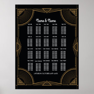 Póster Boda de mesa Gatsby Art Deco Poster 20 Asientos