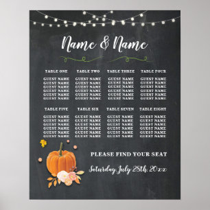 Póster Boda de mesa Poster Luces de calabaza de calabaza