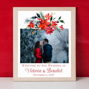 Póster Boda de Navidades de fotografía floral de Poinsett