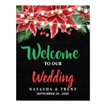 Boda de Navidades de Red Poinsettia Chalkboard