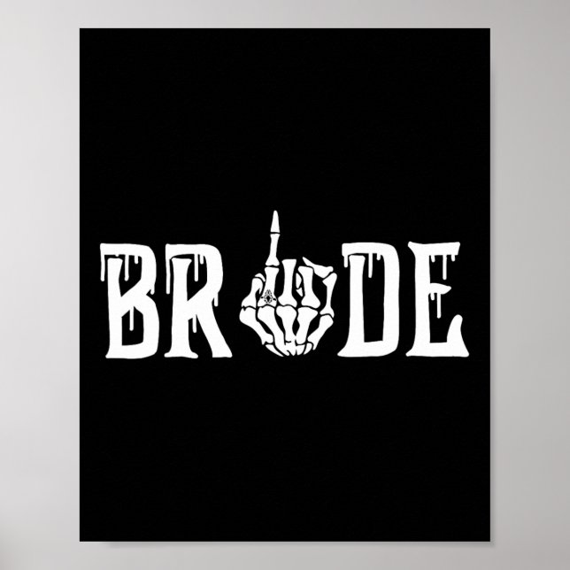 Póster Boda de Novia de Skeleton gótica recién casado (Frente)