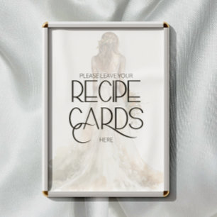 Póster Boda de novia Gown deje su tarjeta de recetario