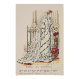 Póster Boda de novia vestido victoriano Paris Fashion Pla