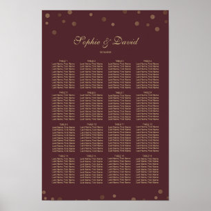 Póster Boda de oro de Confetti Love Burgundy