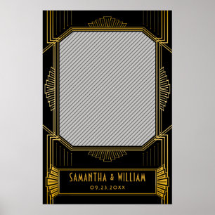 Póster Boda de oro negro vintage elegante Art Deco