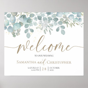 Póster Boda de oro verde ruso Eucalyptus Sage