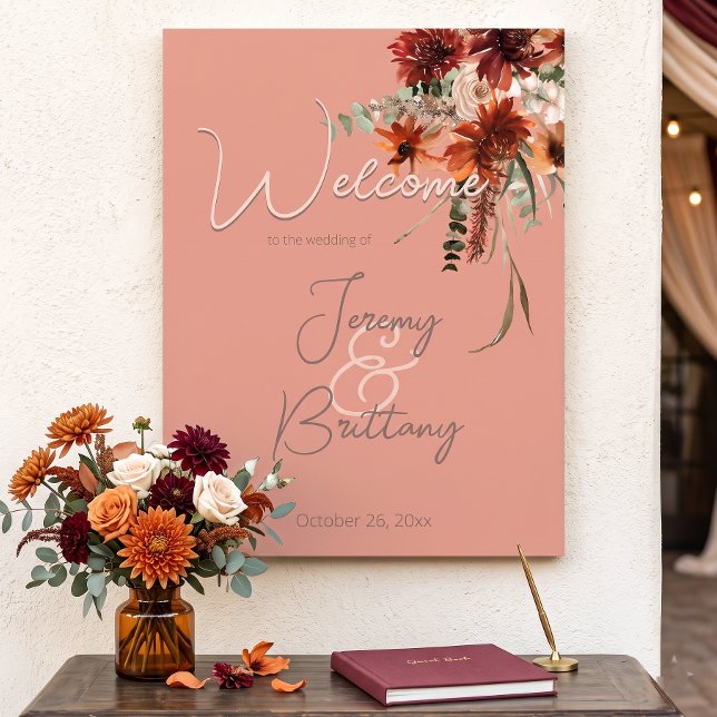Póster Boda de otoño boho rust y floral neutra melocotón  (Subido por el creador)