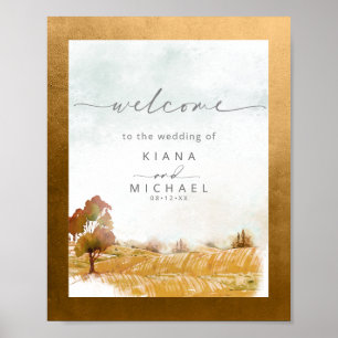 Póster Boda de paisaje acuático Bienvenidos al otoño ID78