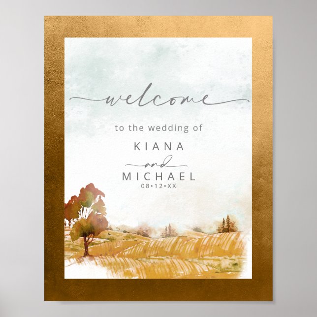 Póster Boda de paisaje acuático Bienvenidos al otoño ID78 (Frente)