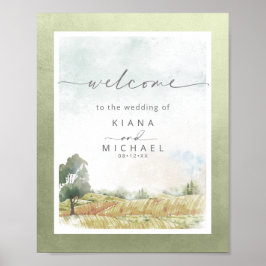 Póster Boda de paisaje acuático Welcome Sage ID786