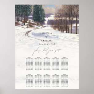 Póster Boda de paisaje de nieve de invierno acuarela