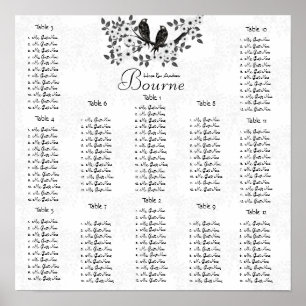 Póster Boda de pájaro de amor forestal encantado