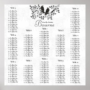 Póster Boda de pájaro de amor forestal encantado