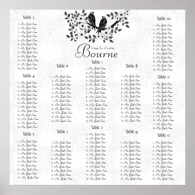 Póster Boda de pájaro de amor forestal encantado (Frente)