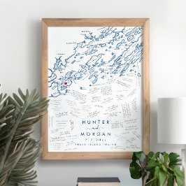 Póster Boda de Peaks Island Poster de libros de invitados