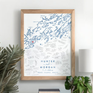 Póster Boda de Peaks Island Poster de libros de invitados