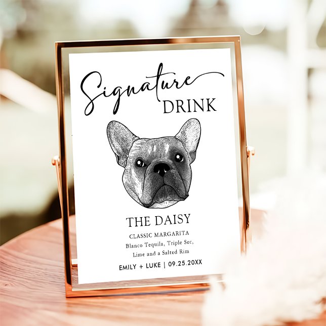 Póster Boda de perro Bulldog francés Rótulo de bebida (Subido por el creador)
