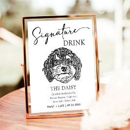 Póster Boda de perro Cavoodle Rótulo de bebida