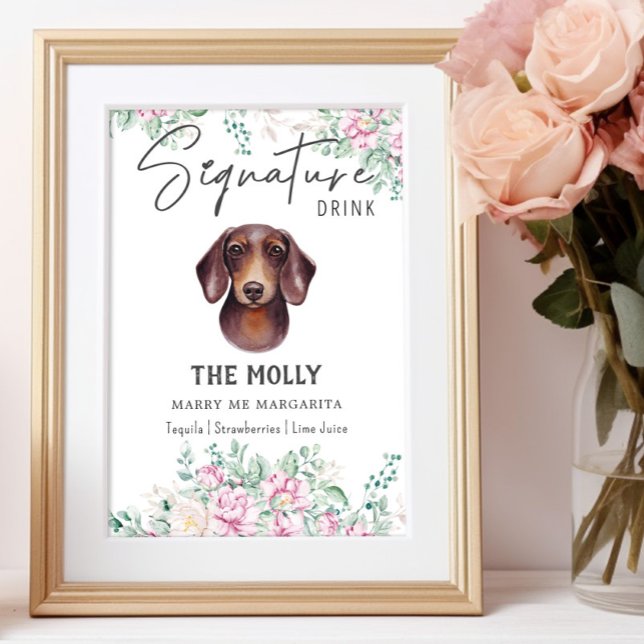 Póster Boda de perro de Dachshund Rótulo de bebida (Subido por el creador)