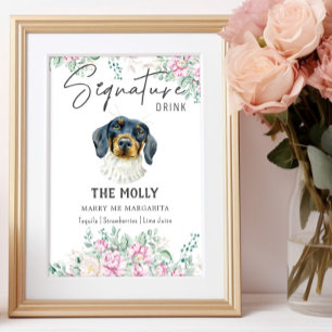 Póster Boda de perro de Dachshund Rótulo de bebida