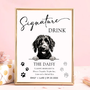 Póster Boda de perro de Goldendoodle Rótulo de bebida