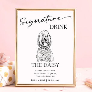 Póster Boda de perro de Goldendoodle Rótulo de bebida