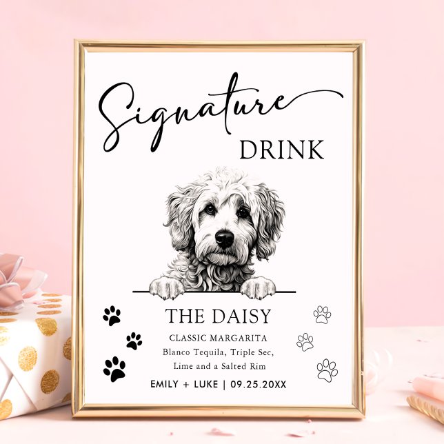 Póster Boda de perro de Goldendoodle Rótulo de bebida (Subido por el creador)