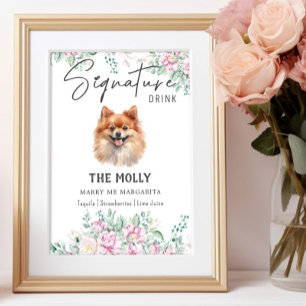 Póster Boda de perro de Pomerania Rótulo de bebida por fi