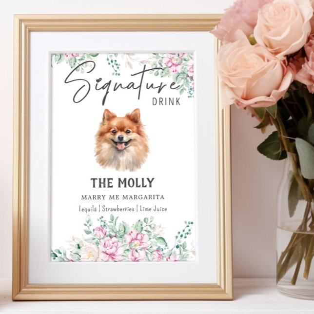 Póster Boda de perro de Pomerania Rótulo de bebida por fi (Subido por el creador)