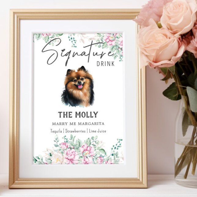 Póster Boda de perro de Pomerania Rótulo de bebida por fi (Subido por el creador)