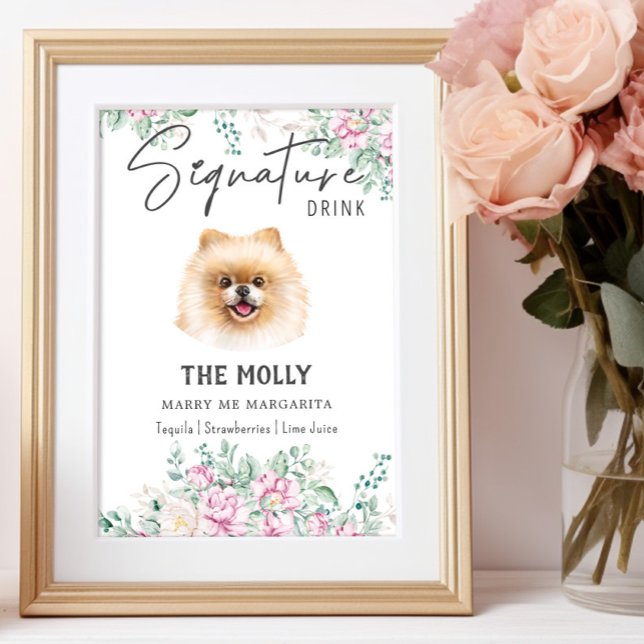 Póster Boda de perro de Pomerania Rótulo de bebida por fi (Subido por el creador)