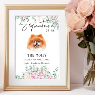 Póster Boda de perro de Pomerania Rótulo de bebida por fi