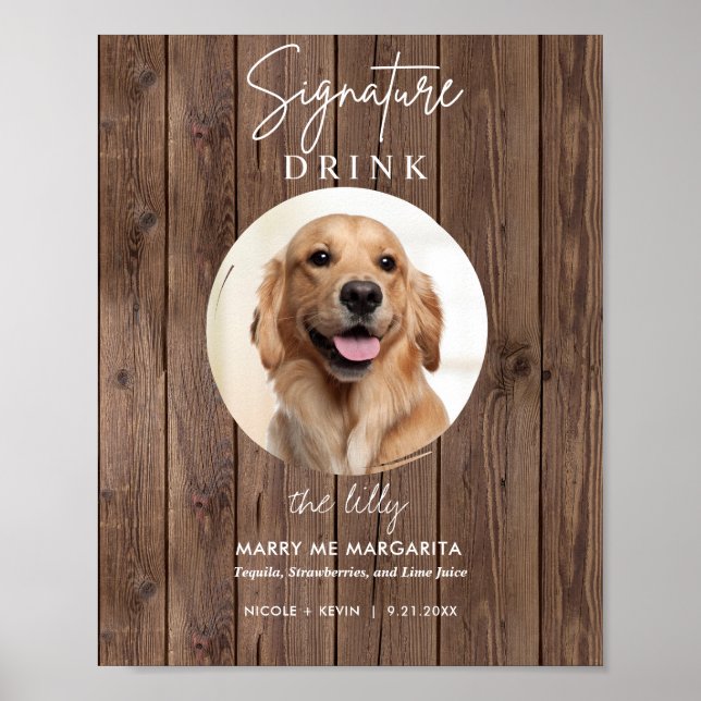 Póster Boda de perro imprimible Rótulo de barra de bebida (Frente)