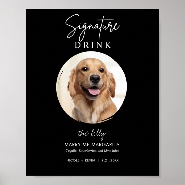 Póster Boda de perro imprimible Rótulo de barra de bebida (Frente)