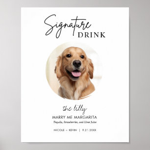 Póster Boda de perro imprimible Rótulo de bebidas con fir