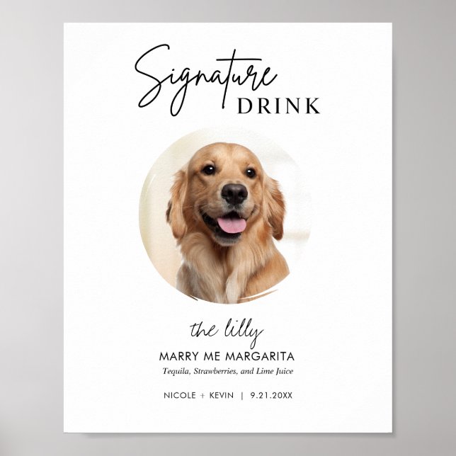 Póster Boda de perro imprimible Rótulo de bebidas con fir (Frente)