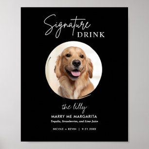 Póster Boda de perro imprimible Rótulo de bebidas con fir
