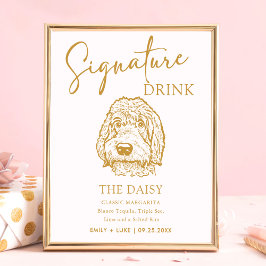 Póster Boda de perro Labradoodle Rótulo de bebida