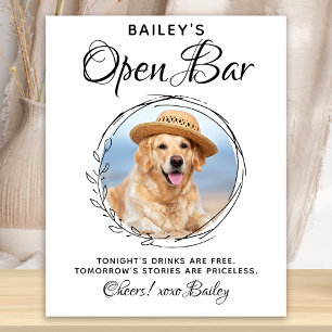 Póster Boda de perro mascota Bar abierto Bebidas con firm