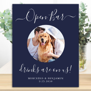 Póster Boda de perro mascota bar abierto ejército azul pe