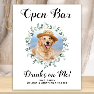 Póster Boda de Perro Mascota Bar Abierto Foto Personaliza
