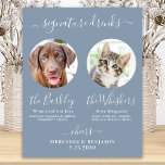 Póster Boda de perro mascota bebe una foto azul turbio<br><div class="desc">Bebidas con firma! Clágrafía sencilla pero elegante, este emblema de la barra de bebidas destaca por sus dos cócteles "la novia" y "el Groom", personalizados con las bebidas de su elección. Personalizar este elegante signo de boda con tu foto favorita de mascota, foto de perro, foto de compromiso o fotos...</div>