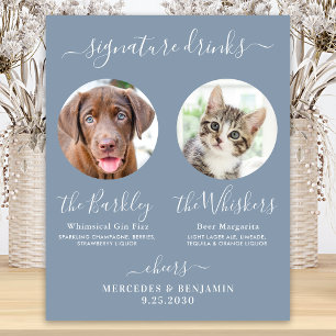 Póster Boda de perro mascota bebe una foto azul turbio